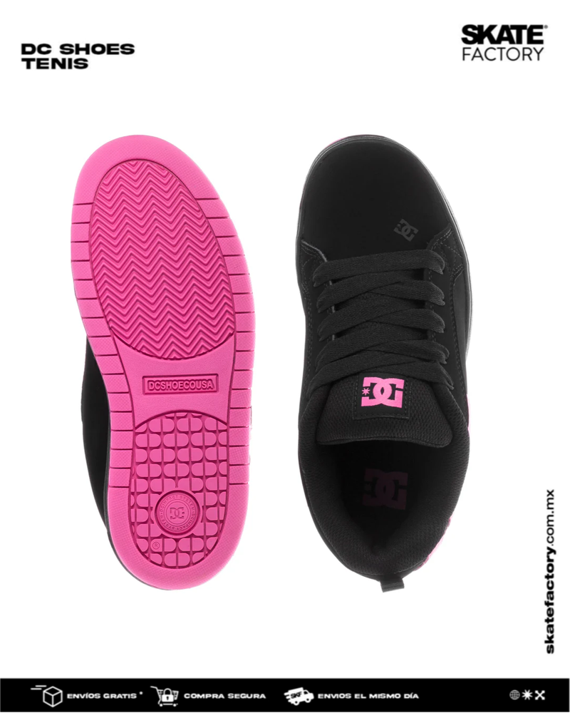 DC SHOES COURT GRAFFIK TENIS DAMA NEGRO ROSA