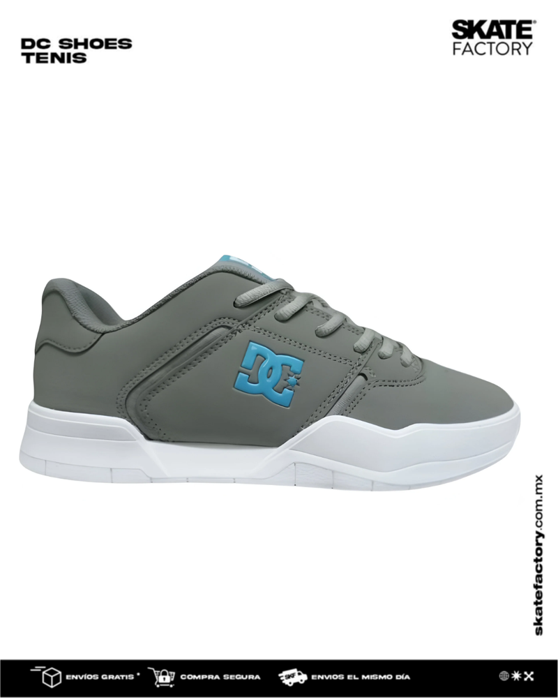 DC SHOES CENTRAL TENIS SKATE CABALLERO GRIS AZUL