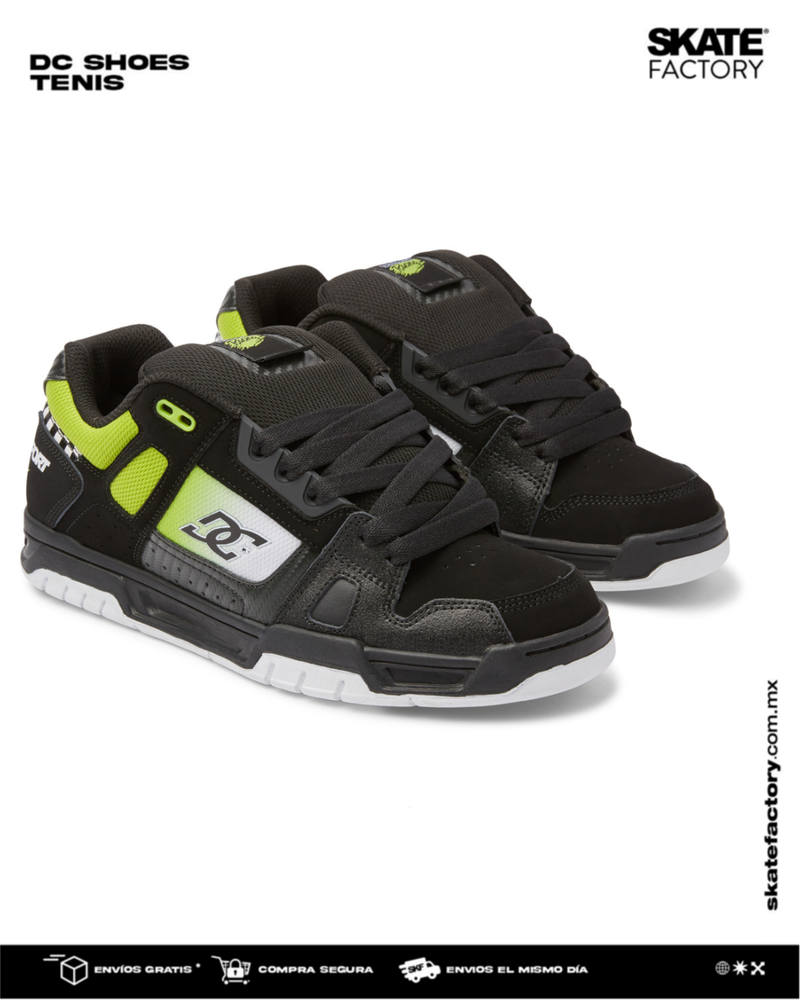 TENIS DC SHOES CABALLERO STAG NEGRO VERDE