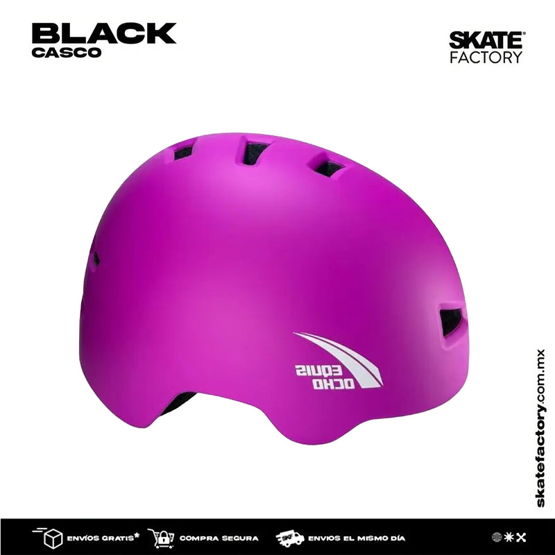 CASCO DE PROTECCIÓN BLACK FUCSIA CON TRASERA LED