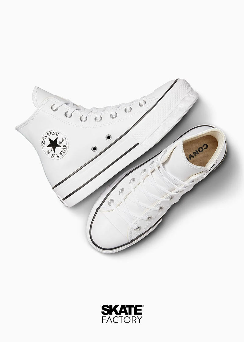 Converse plataforma bota blancas piel sale