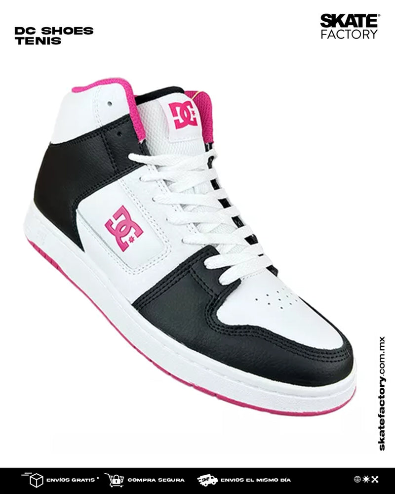 TENIS DAMA DC SHOES MANTECA 4MID BOTA BCO NGO ROSA