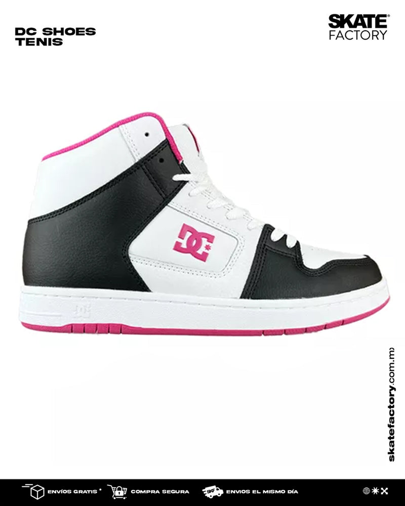 TENIS DAMA DC SHOES MANTECA 4MID BOTA BCO NGO ROSA