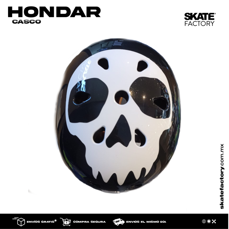 CASCO HONDAR CON AJUSTADOR CRANEAL NEGRO CON CALAVERA