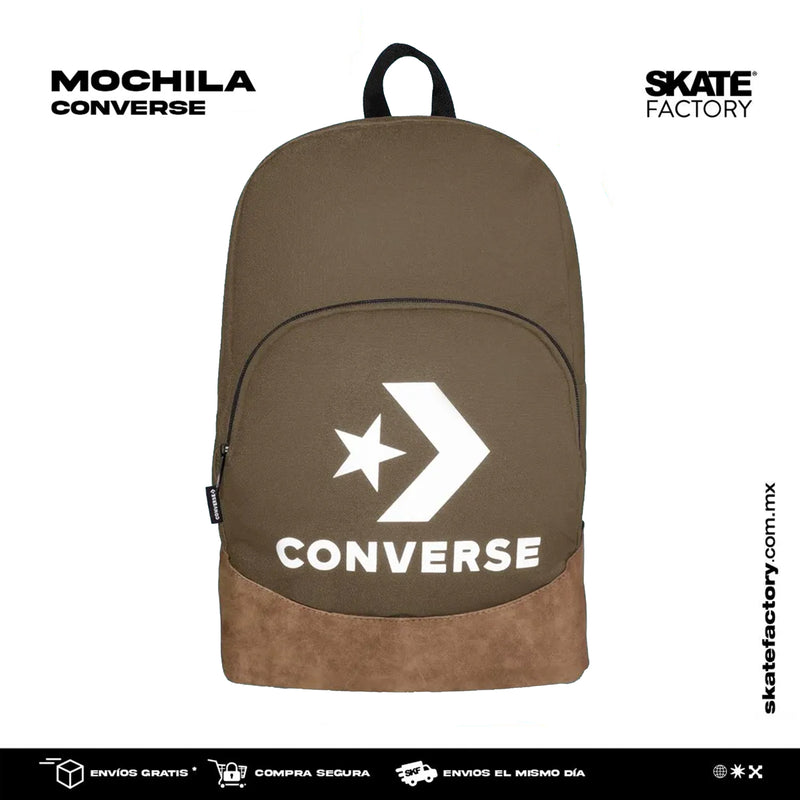 MOCHILA ESCOLAR PAR UNISEX MARCA CONVERSE COLOR OLIVO