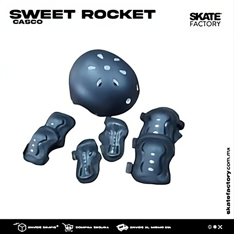 CASCO CON PROTECCIONES SWEET ROCKET NEGRO