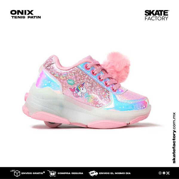 Tenis patin para niño y niña onix, incluye suela de goma y luces al contacto Disponibles en Skate Factory tu skate shop favorito, Envíos gratis en compras mayores a $999 pesos compra fácil y rápido Encuéntralos en tu skate shop, Skate factory ®.